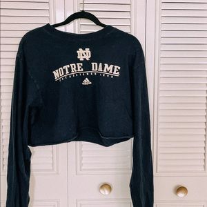 notre dame football cropped long sleeve oversized